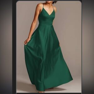 David’s Bridal Dress: Spaghetti Strap Satin A-line